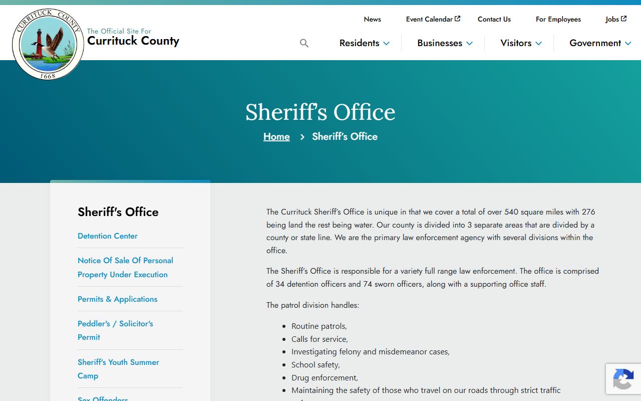 Currituck County arrest records and court charge records sheriff source