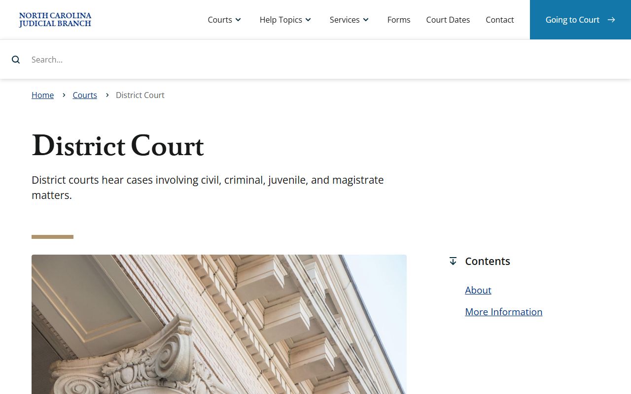 Currituck County Superior Court and District Court North Carolina District Court overview