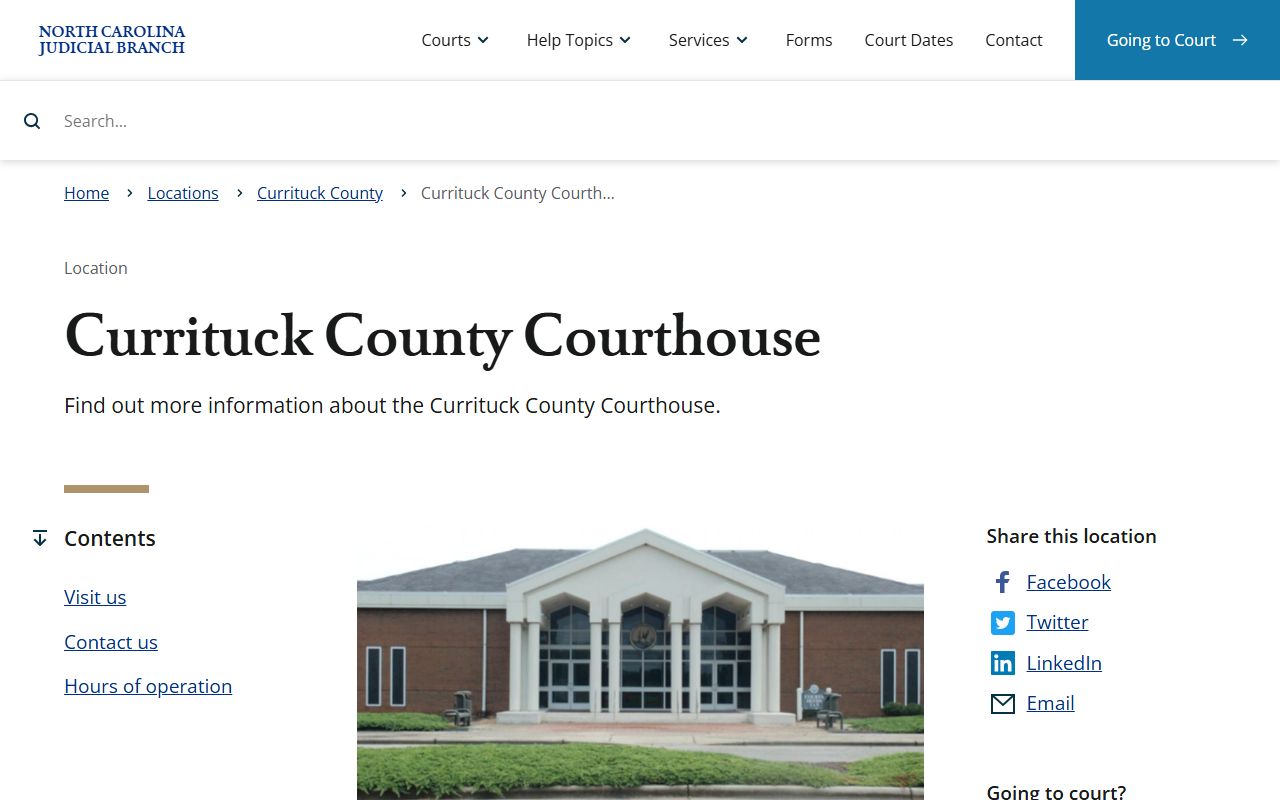 Currituck County Court records official courthouse page