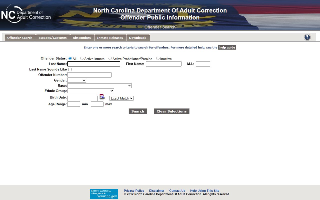 Currituck County inmate search NC DAC offender search source
